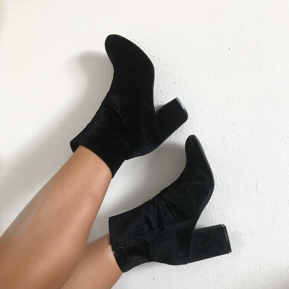 Black Suede High Ankle Booties